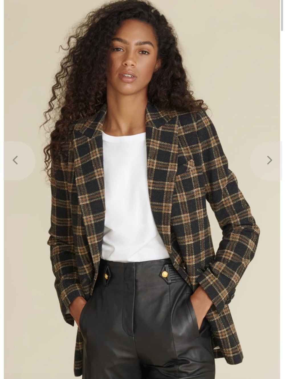 Veronica Beard Oria Black and Brown Plaid Double-Breasted Blazer - Picture 3 of 9